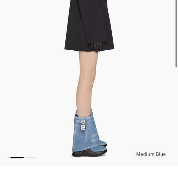 Givenchy Shark Lock Biker Ankle Boots in Denim - Picture 6 of 13